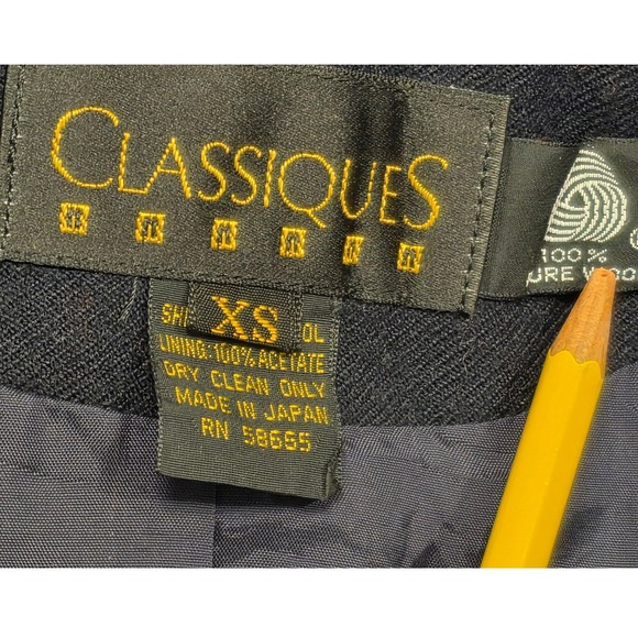 Classiques Entier Navy Wool Blazer Gold Crest Button Vintage Made in Japan XS - Picture 3 of 13